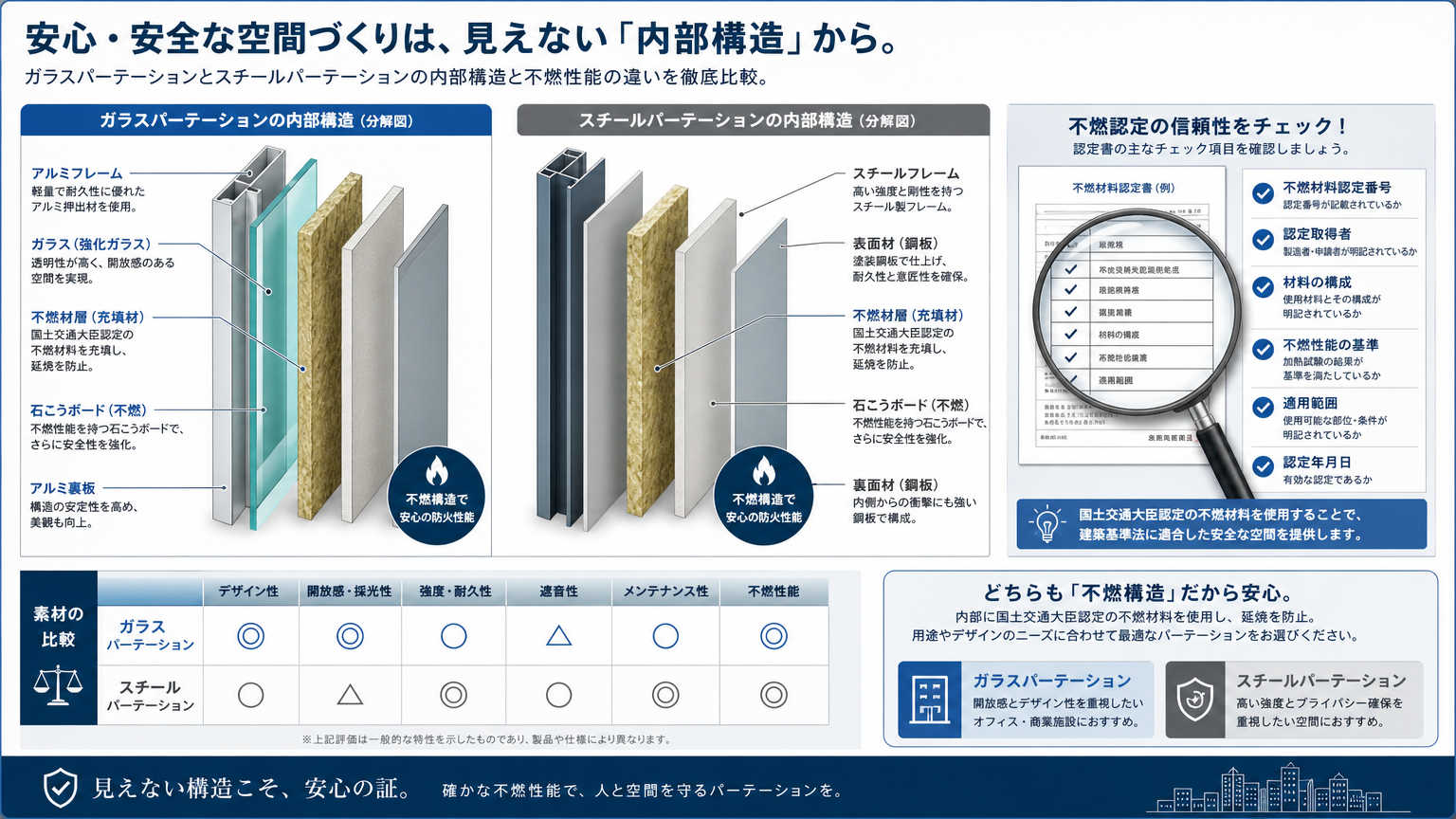 パーテーションにおける耐火性能の具体例