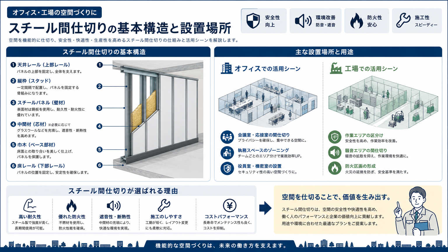 スチール間仕切りの強みとは